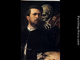 Arnold Bocklin Canvas Paintings - Self Portrait with Death